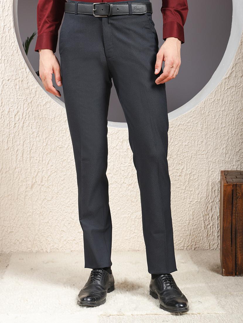 men solid mid rise flat front formal trouser