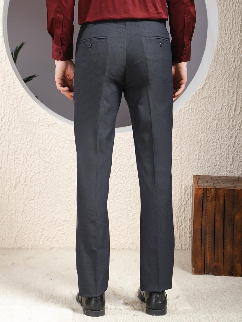 men solid mid rise flat front formal trouser - 22013477 - Standard Image - 3