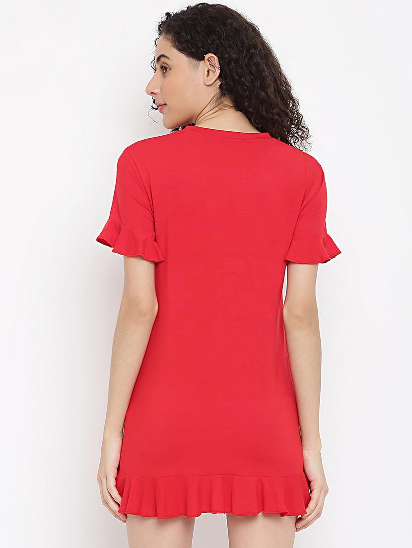 women red printed short sleeve loungewear t-shirt - 22013478 - Standard Image - 3