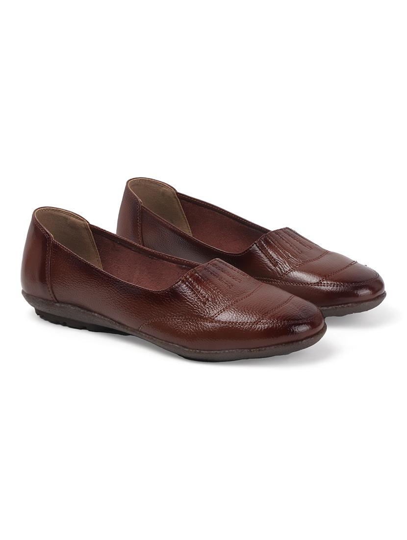 women brown slip on ballerina - 22013513 - Standard Image - 5