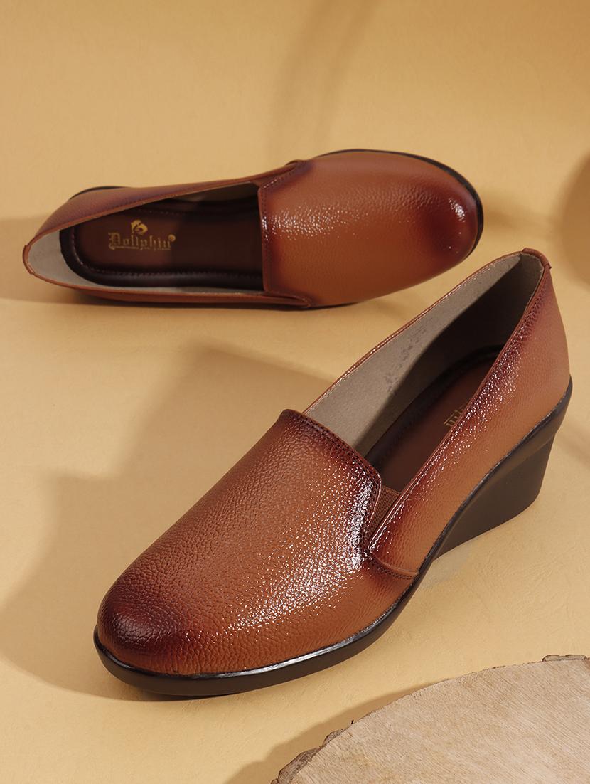 women solid slip on platforms wedge - 22013532 - Zoom Image - 0