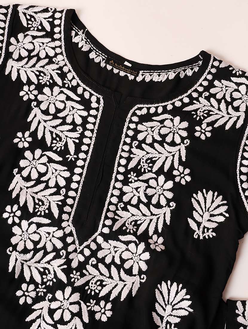 women long sleeve chikankari straight kurta - 22013554 - Standard Image - 5