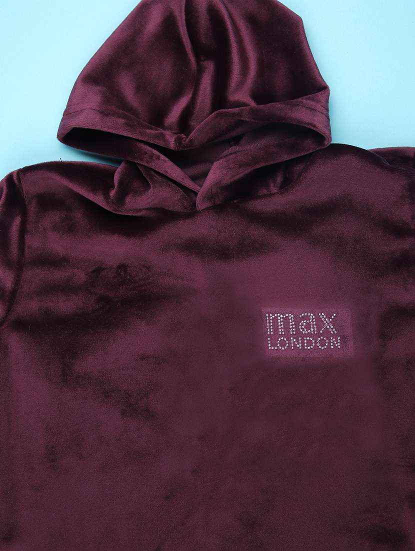 girls solid long sleeve hooded sweatshirt - 22013665 -  Standard Image - 3