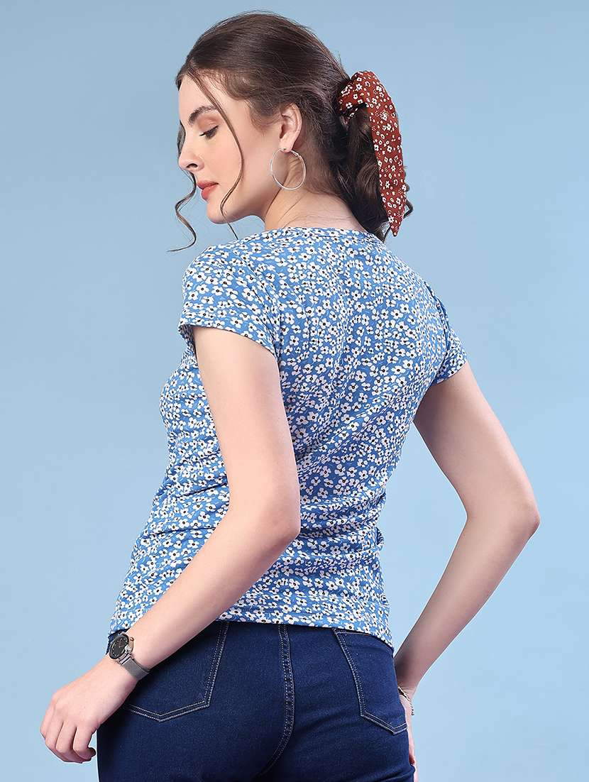 Women Blue Polyester Regular Top - 22013832 -  Standard Image - 3