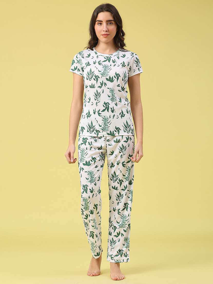 women printed nightwear pyjama set