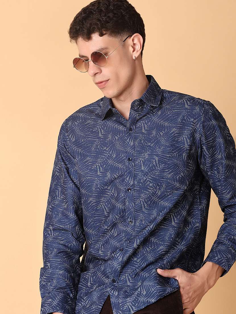 men printed long sleeve regular fit casual shirt