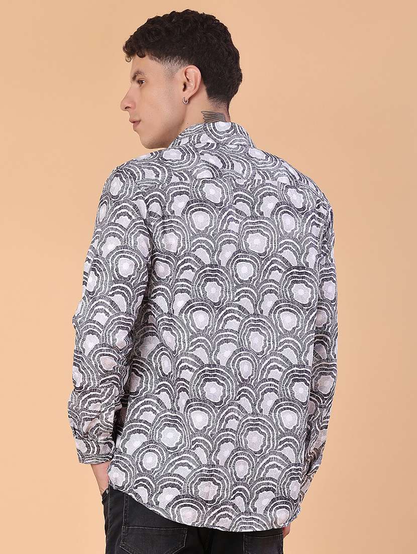 men printed long sleeve regular fit casual shirt - 22014091 -  Standard Image - 3