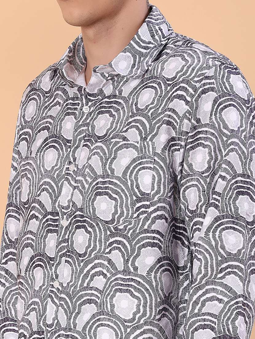 men printed long sleeve regular fit casual shirt - 22014091 -  Standard Image - 5