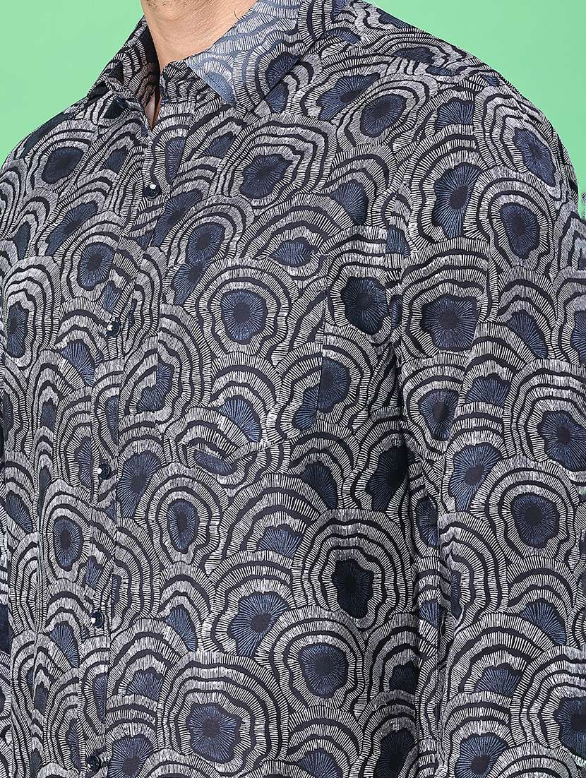 men printed long sleeve regular fit casual shirt - 22014094 -  Standard Image - 5