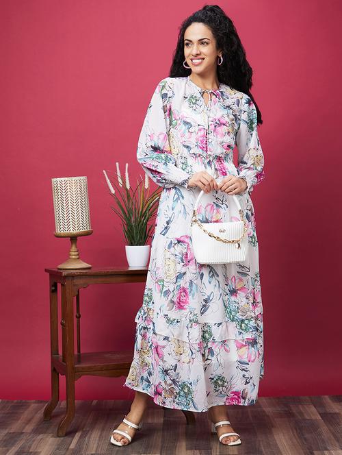 multi colored polyester aline dress - 22014107 - Standard Image - 0