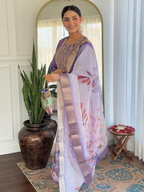 women embroidered three quarter sleeve kurta pant with dupatta set - 22014111 - Standard Image - 3