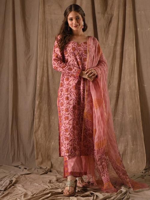 women floral printed long sleeve kurta pant with dupatta set - 22014121 -  Standard Image - 0