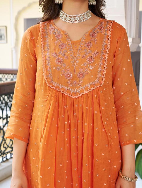 women embroidered three quarter sleeve kurta pant with dupatta set - 22014133 - Standard Image - 5