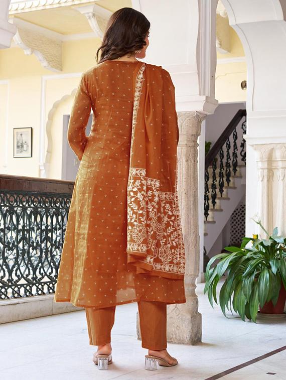 women embroidered three quarter sleeve kurta pant with dupatta set - 22014135 - Standard Image - 5