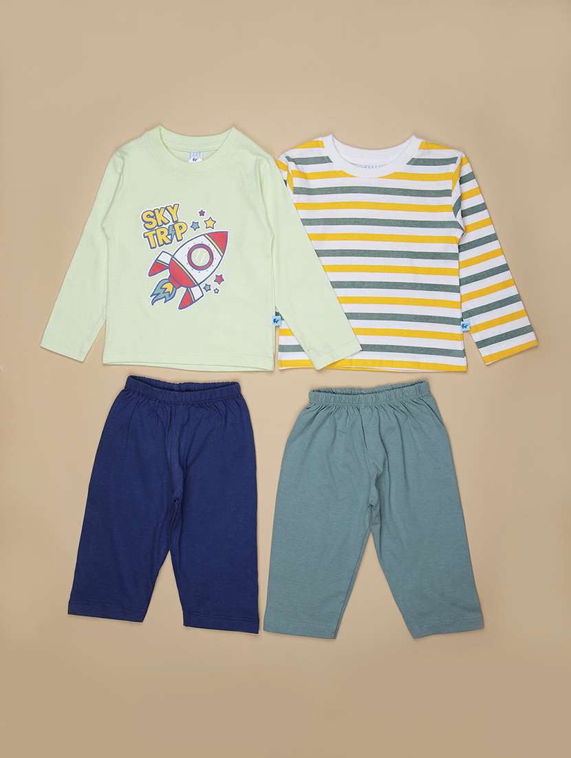 boys pack of 2 printed full length set