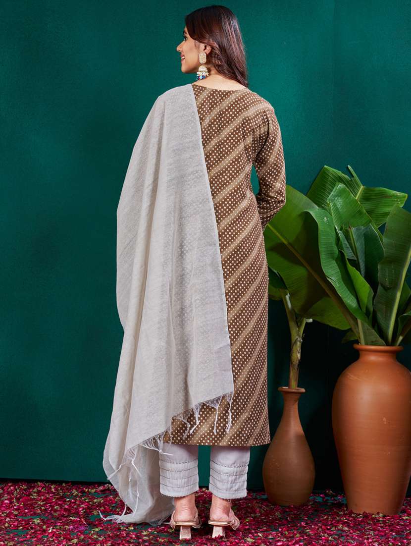 women three quarter sleeve kurta pant with dupatta set - 22014153 - Standard Image - 3