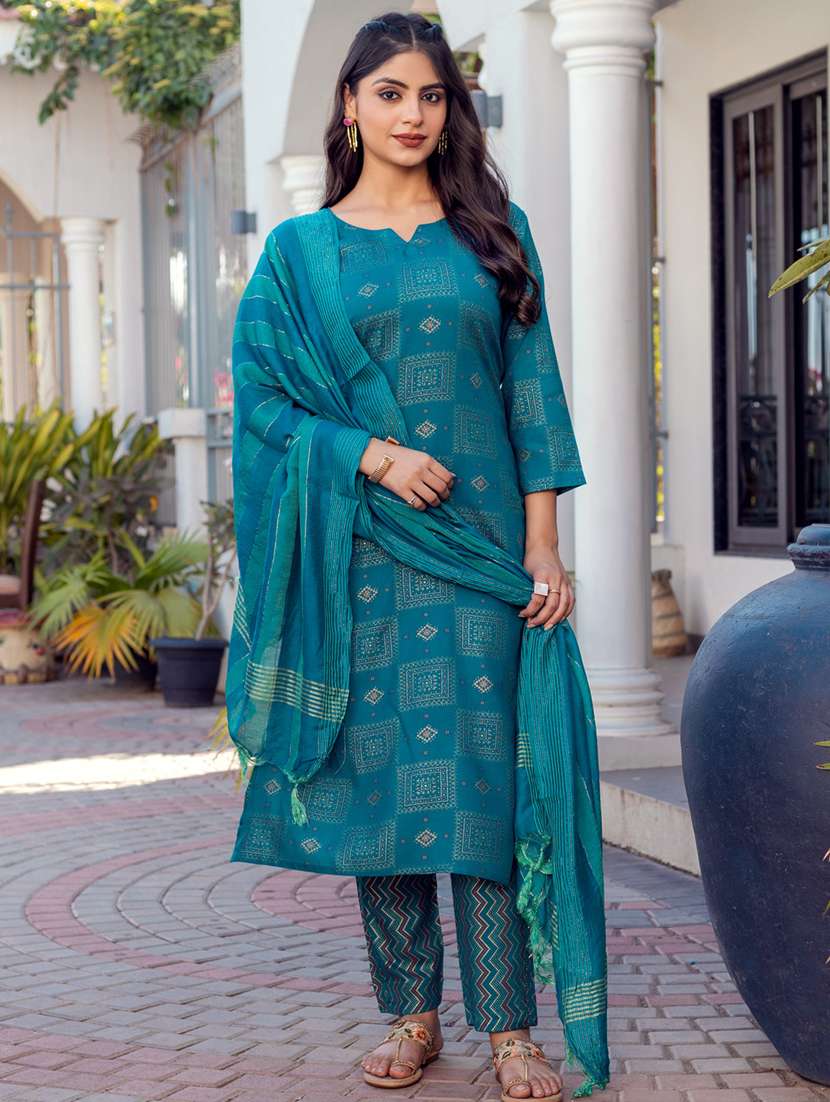 blue viscose kurta pant  set