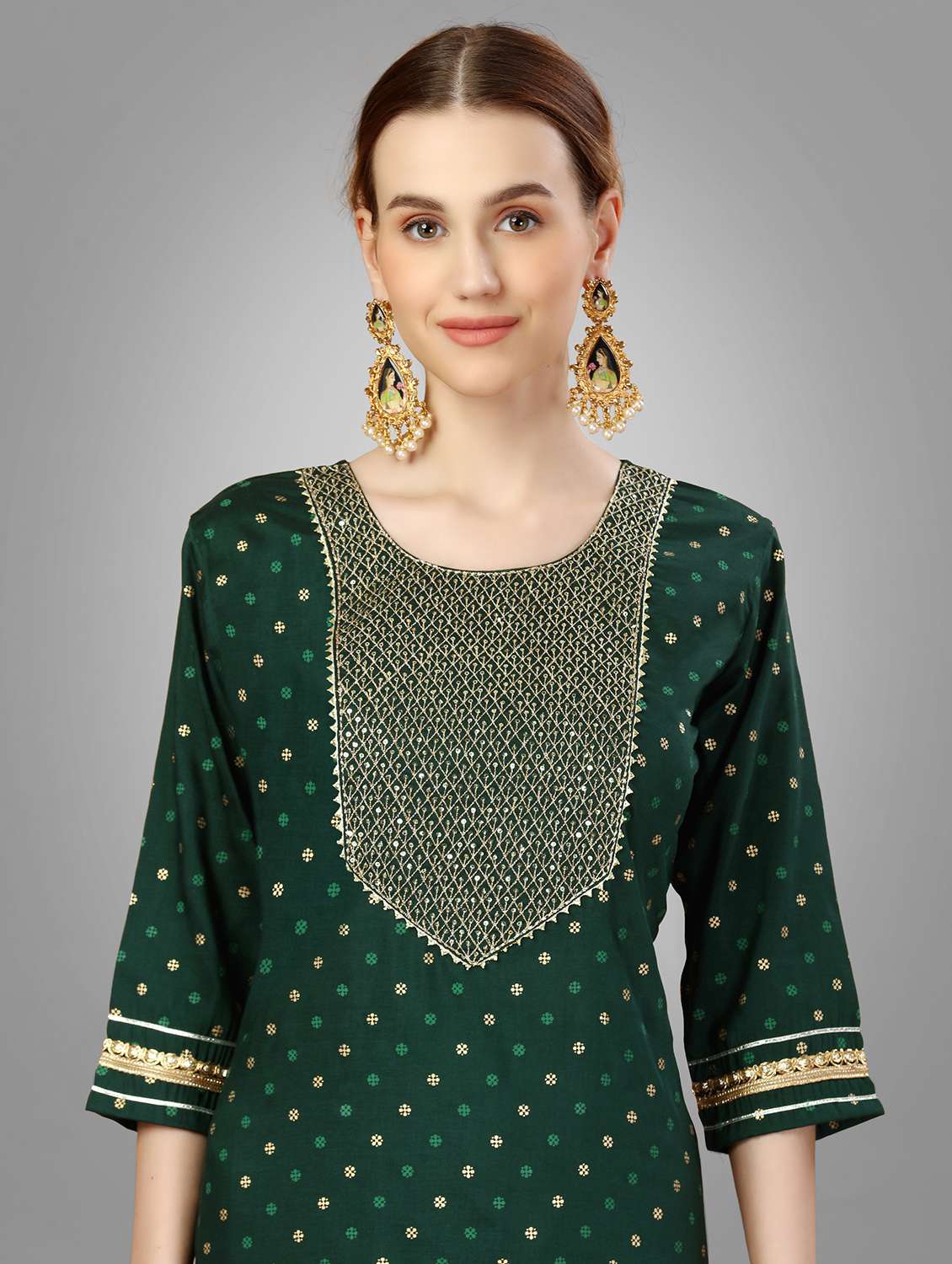 women three quarter sleeve kurta pant with dupatta set - 22014163 - Standard Image - 5