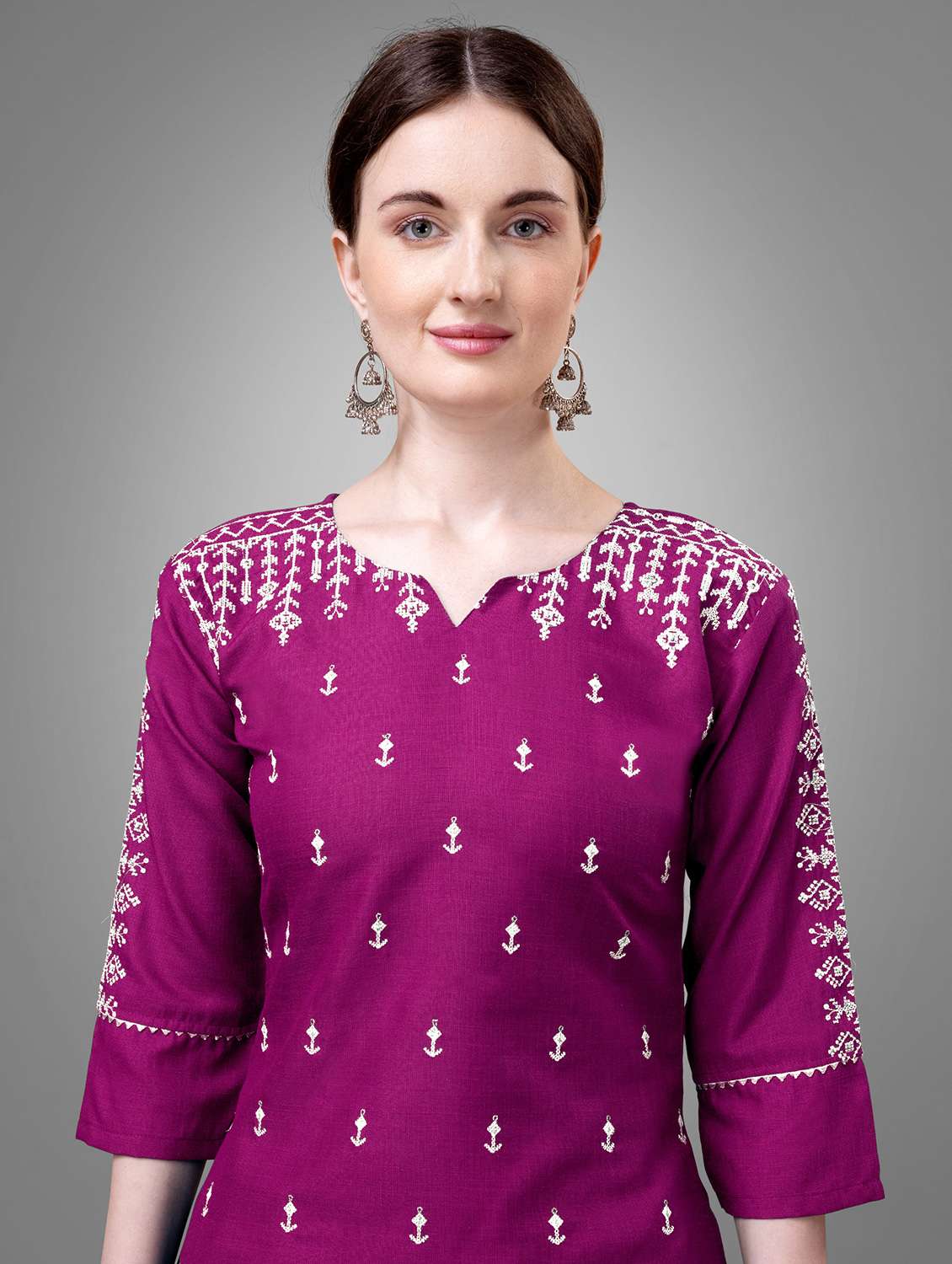 women three quarter sleeve kurta pant with dupatta set - 22014170 -  Standard Image - 3