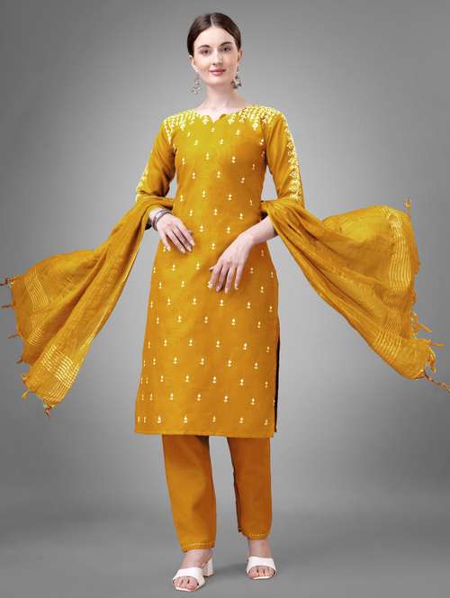 women three quarter sleeve kurta pant with dupatta set - 22014172 -  Standard Image - 0