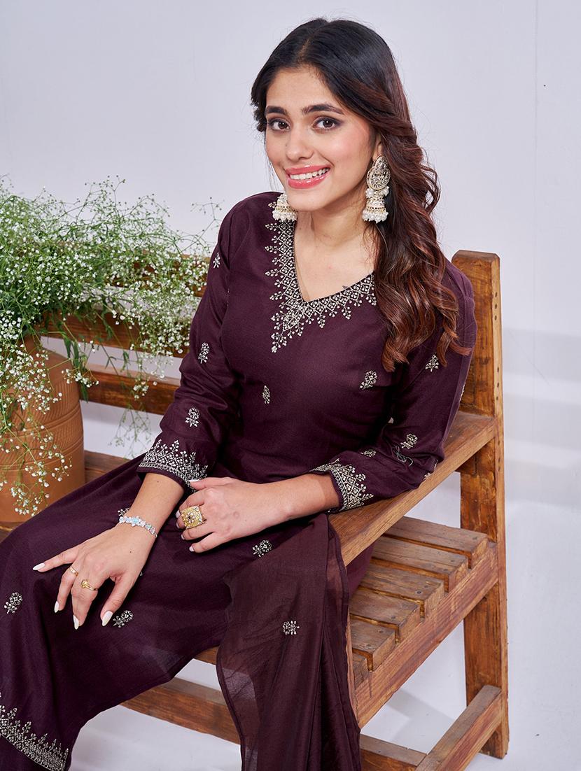 women three quarter sleeve kurta pant with dupatta set - 22014195 - Standard Image - 3