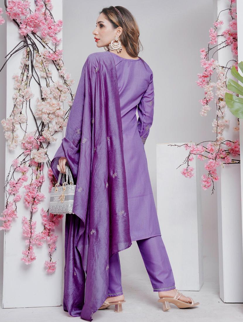 women three quarter sleeve kurta pant with dupatta set - 22014200 - Standard Image - 3