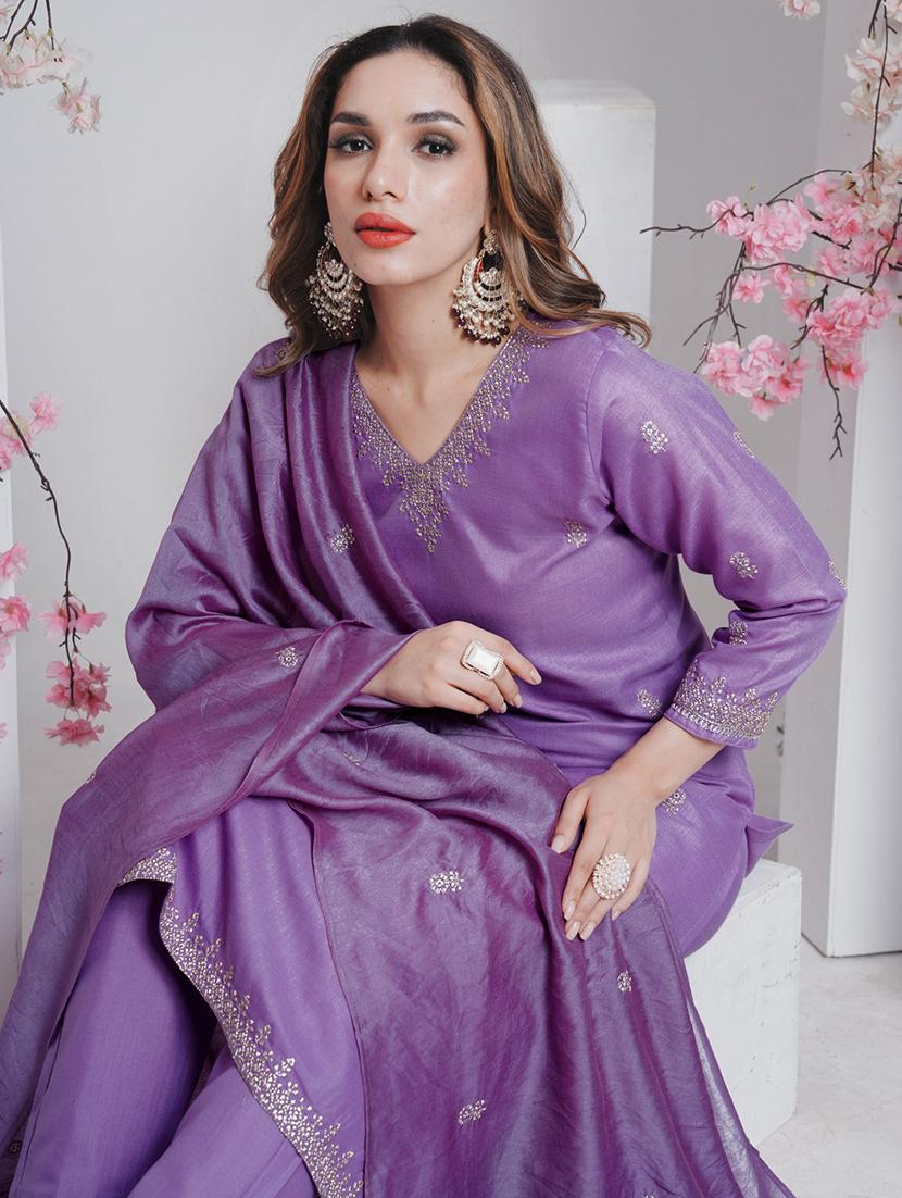 women three quarter sleeve kurta pant with dupatta set - 22014200 - Standard Image - 5