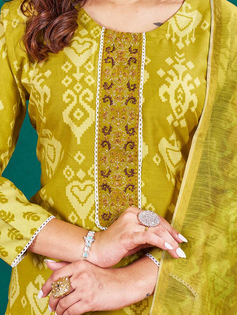 women printed three quarter sleeve kurta pant with dupatta set - 22014231 -  Standard Image - 5