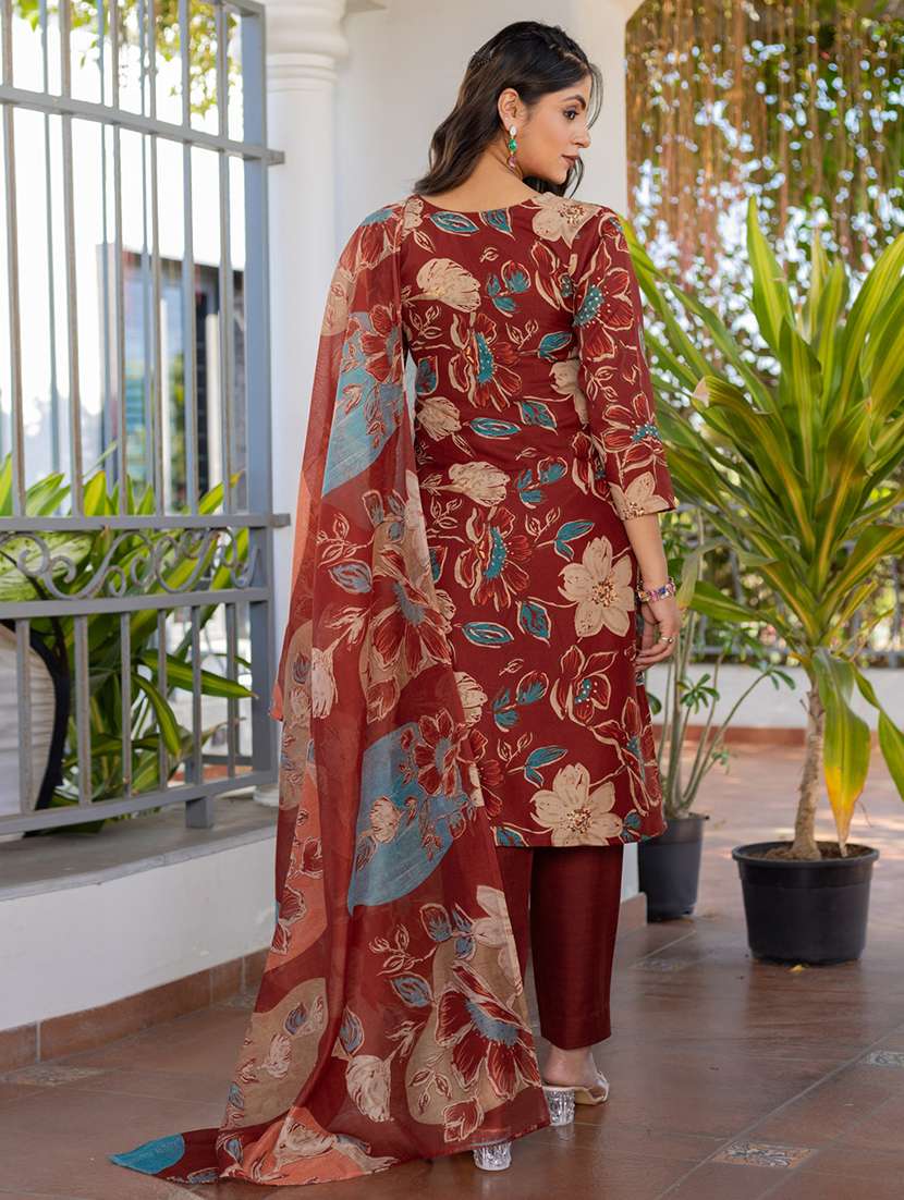 women three quarter sleeve kurta pant with dupatta set - 22014258 - Standard Image - 3