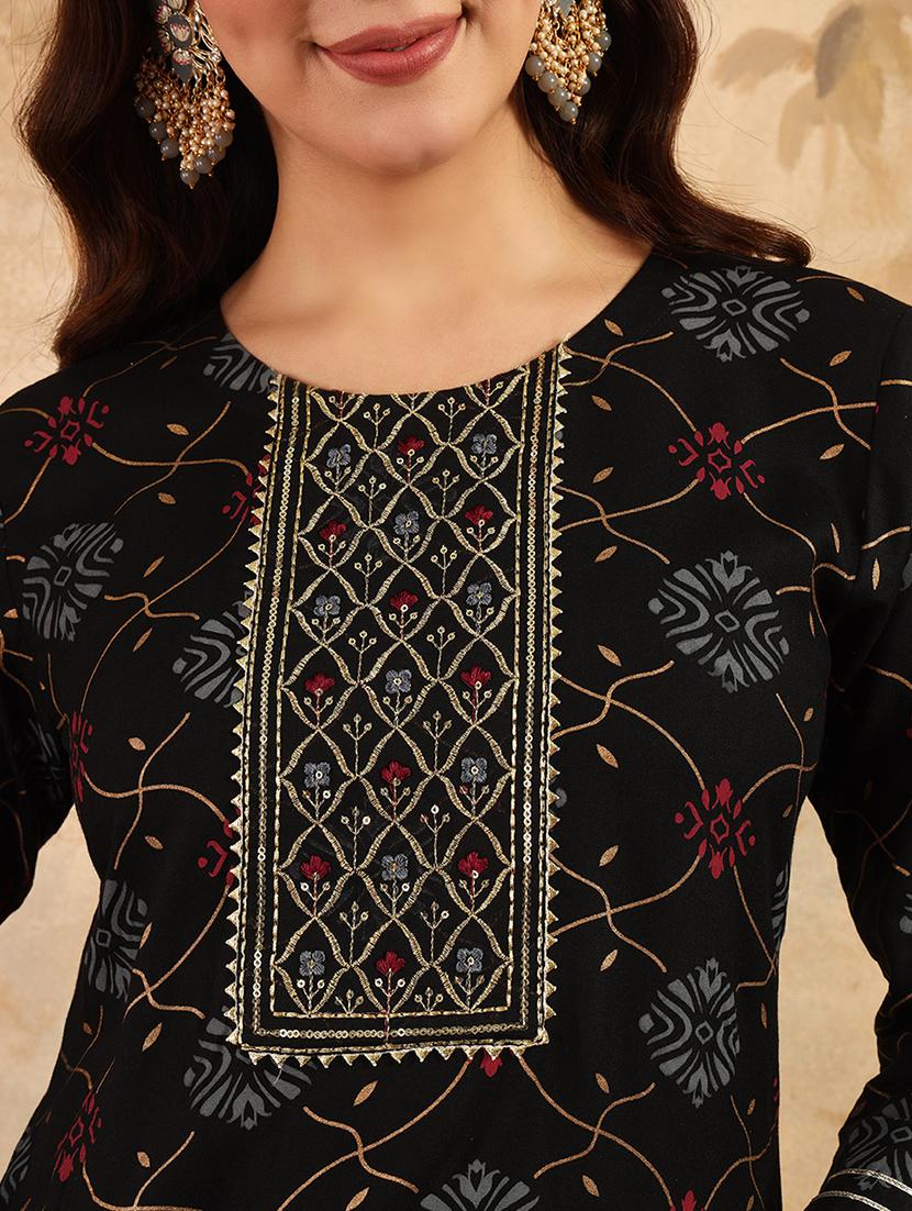 women printed three quarter sleeve kurta pant set - 22014280 - Standard Image - 5