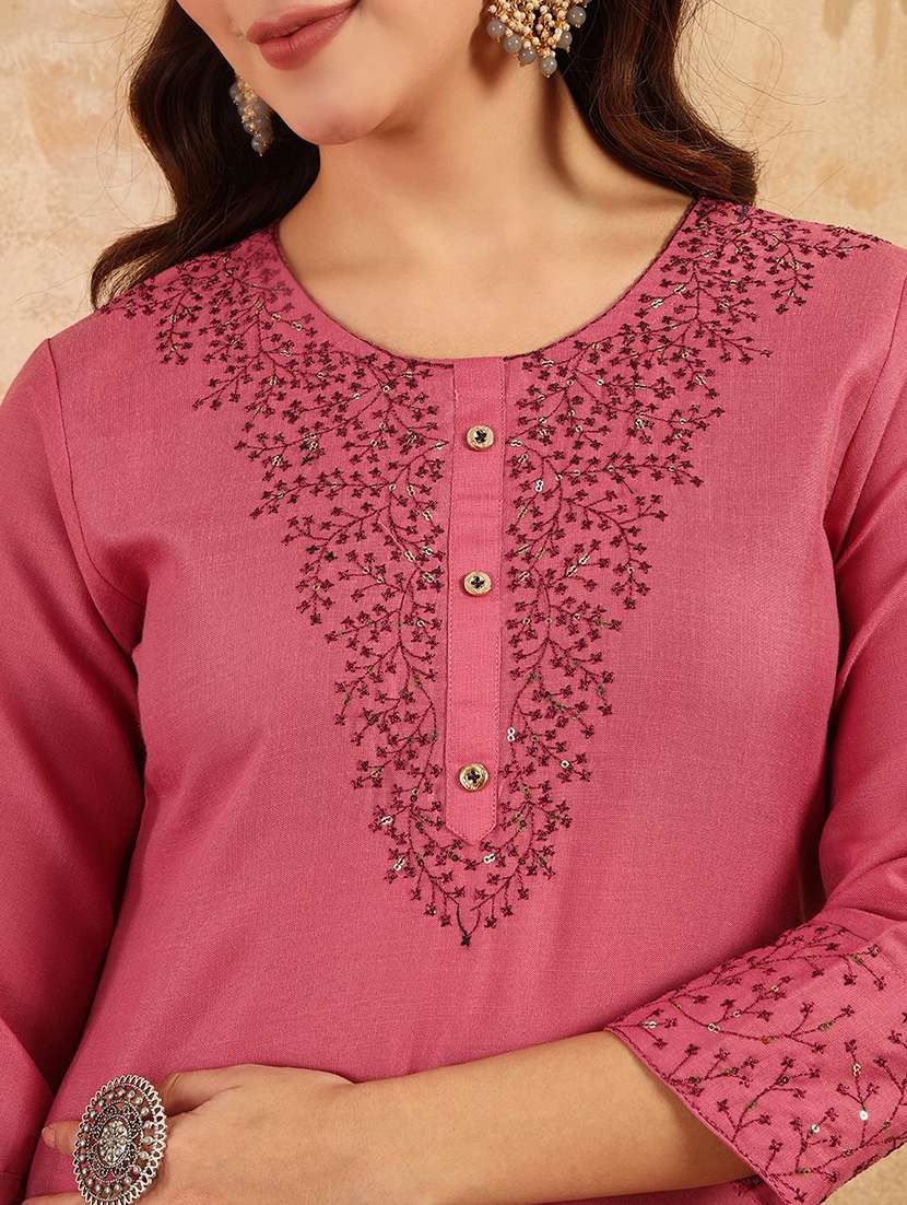 women three quarter sleeve kurta pant with dupatta set - 22014283 - Standard Image - 5