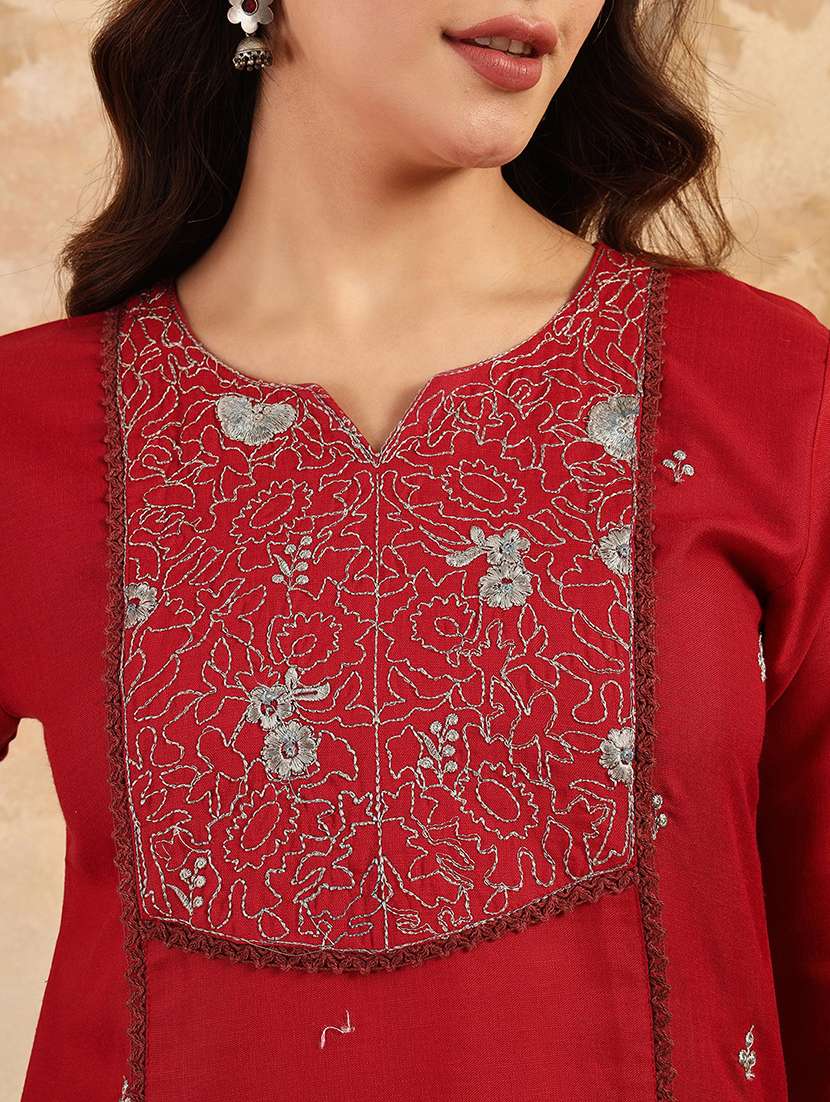 women three quarter sleeve kurta pant with dupatta set - 22014285 -  Standard Image - 5