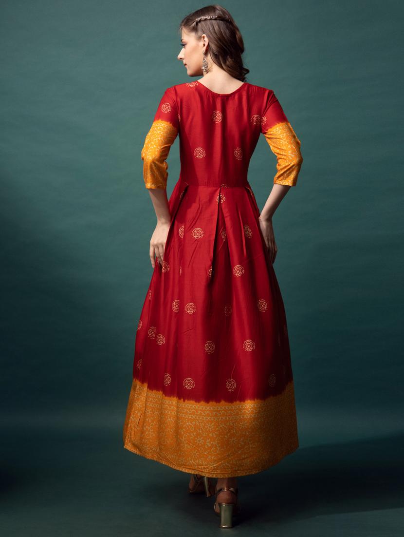 women printed three quarter sleeve flared kurta - 22014312 - Standard Image - 3