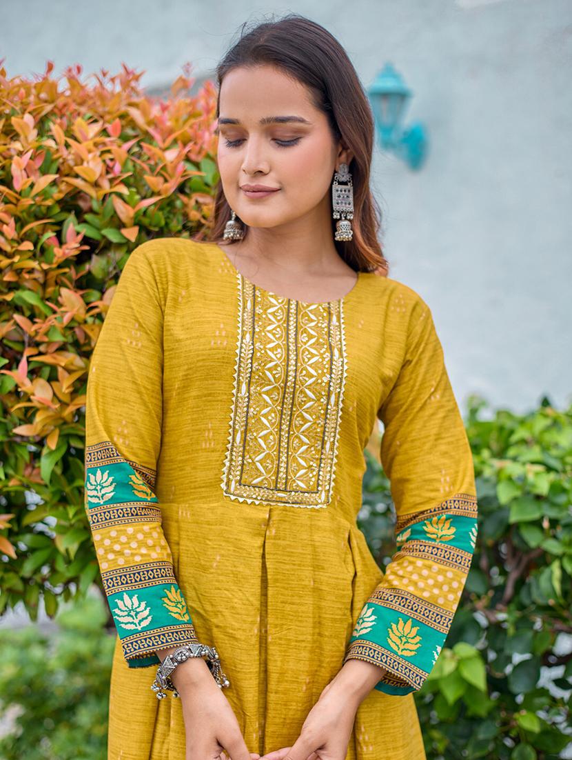 women printed three quarter sleeve anarkali kurta - 22014329 - Standard Image - 5