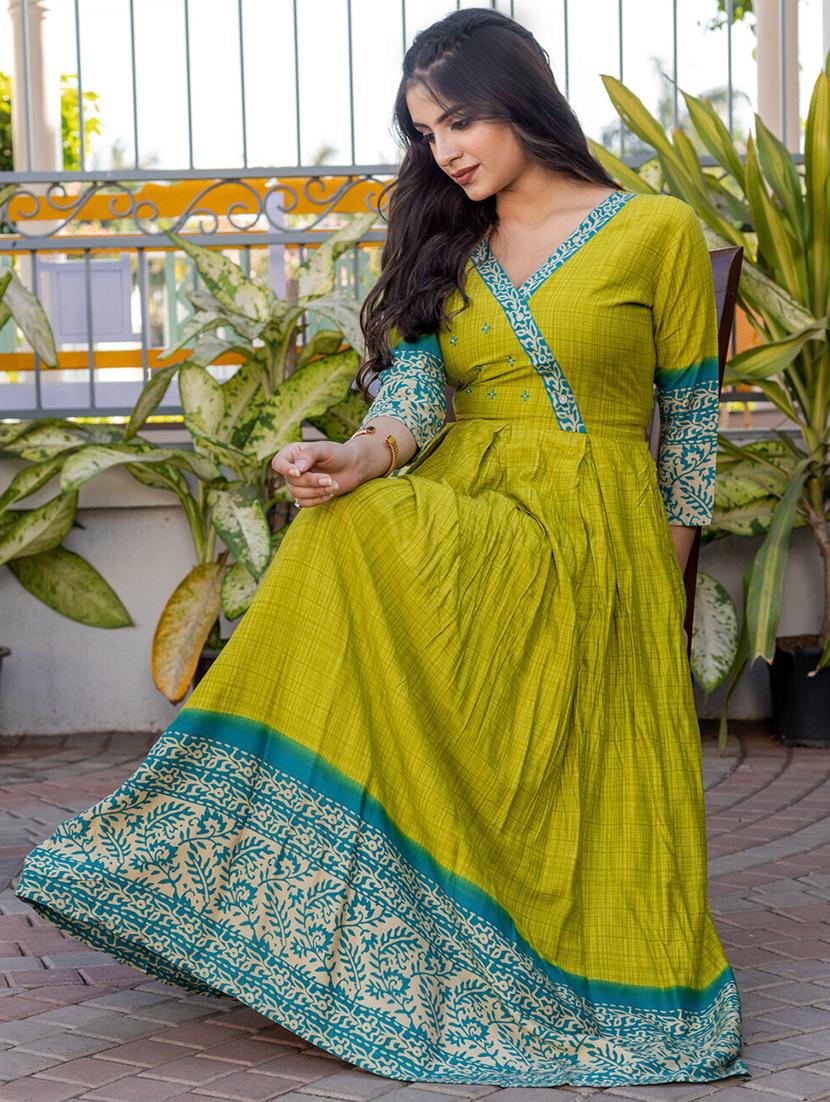 women printed three quarter sleeve anarkali kurta - 22014333 - Standard Image - 3