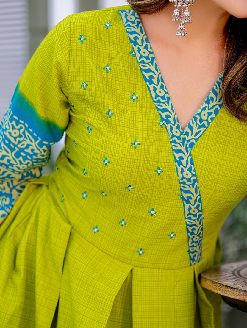 women printed three quarter sleeve anarkali kurta - 22014347 - Standard Image - 5