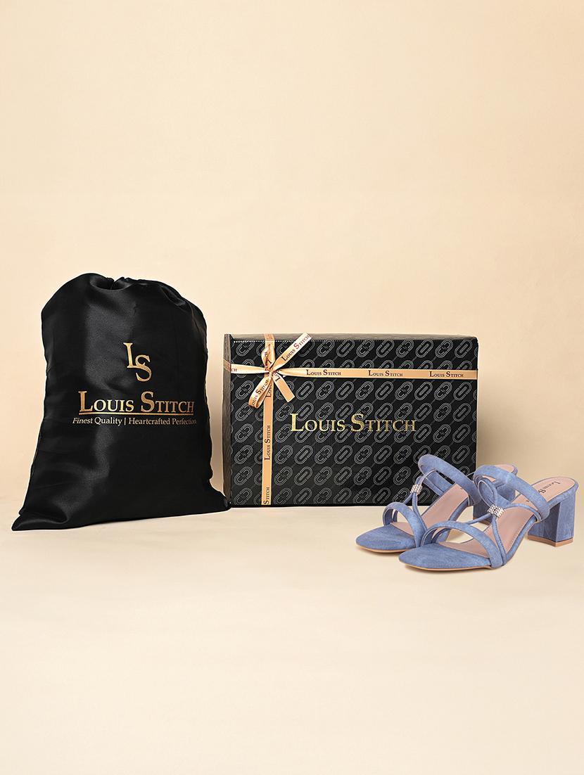 women blue slip on block heel sandal - 22014349 - Standard Image - 3