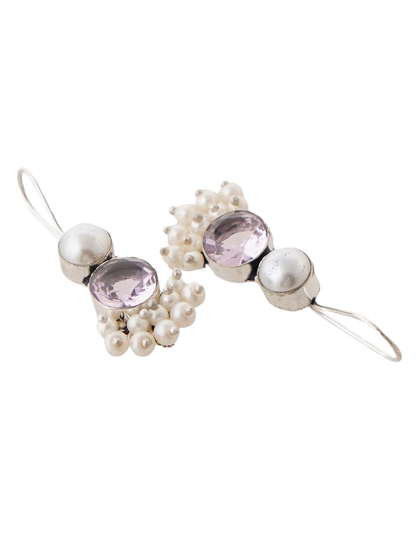 drop earrings stone studded beaded - 22014452 - Standard Image - 3