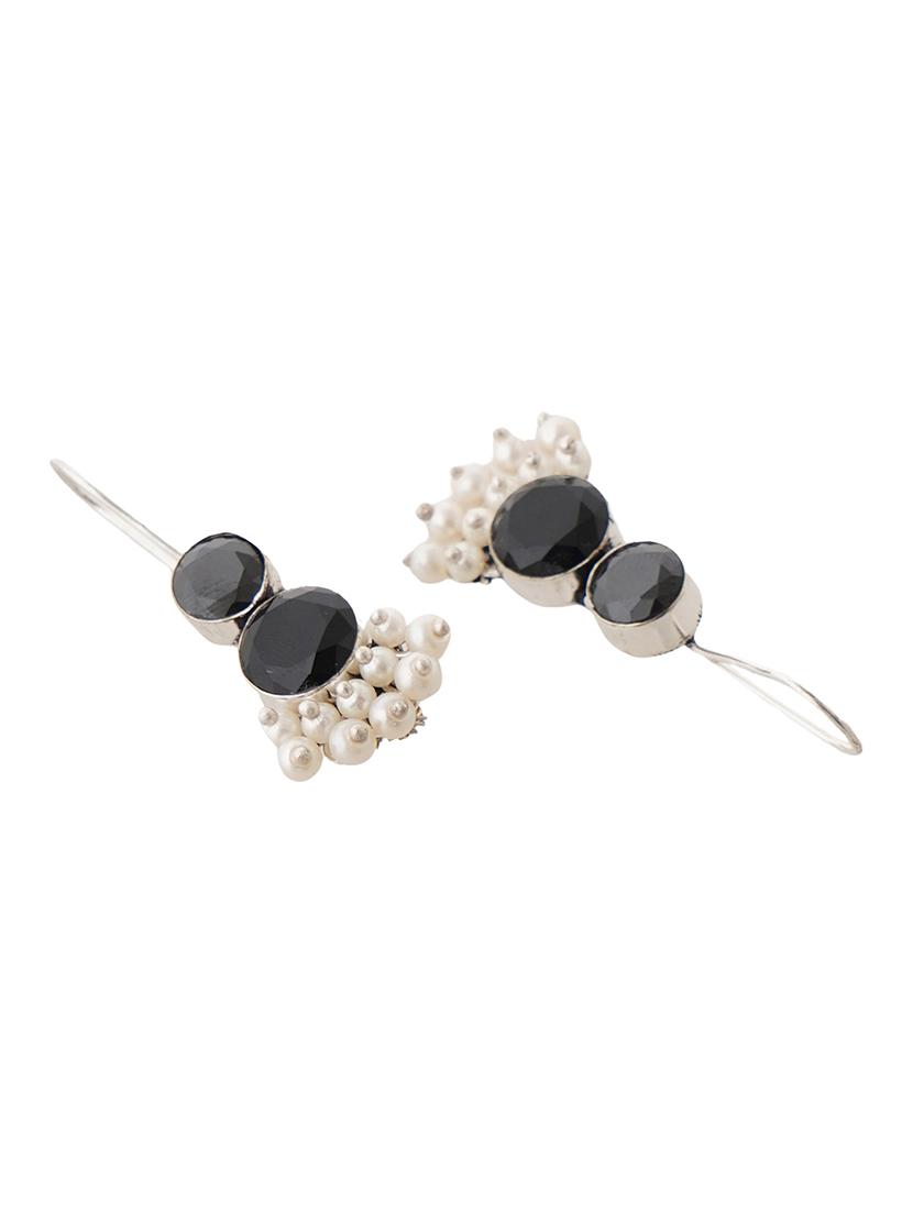 black & silver toned classic design crystal drop earrings - 22014455 - Standard Image - 3