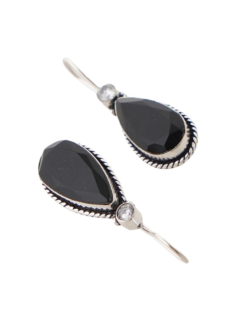 black & silver toned classic design crystal drop earrings - 22014472 - Standard Image - 3