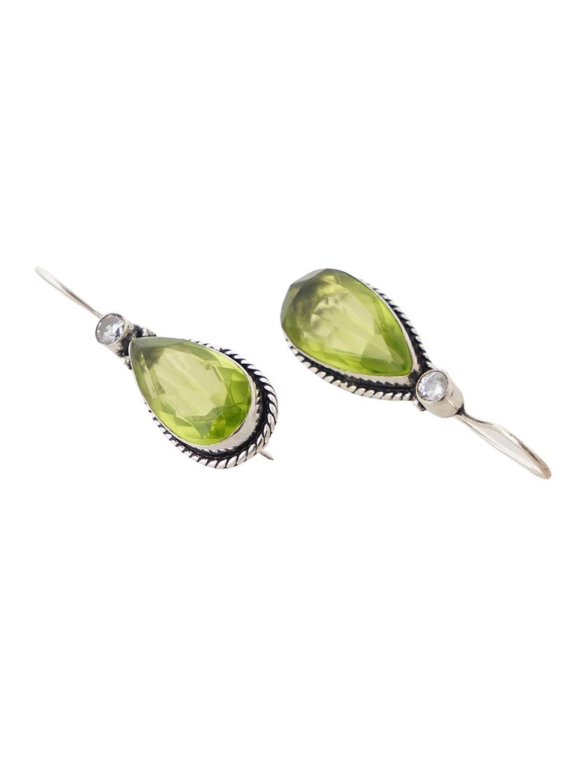 green & silver toned classic design crystal drop earrings - 22014477 - Standard Image - 3
