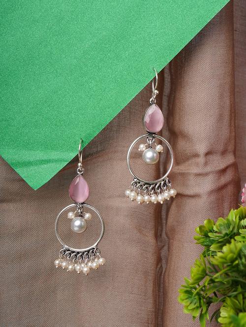 crystals studded and beaded circular drop earrings - 22014498 -  Standard Image - 0