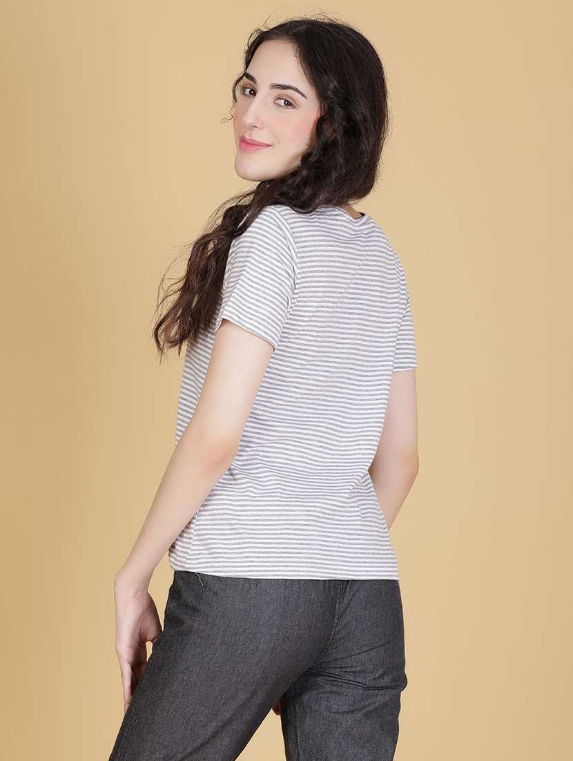 grey melange cotton regular tshirt - 22014614 -  Standard Image - 3