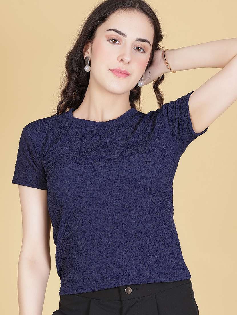 women solid short sleeve regular fit t-shirt