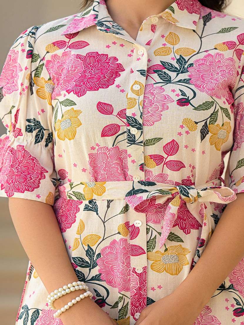 women floral printed puff sleeve a-line ethnic dress - 22014642 -  Standard Image - 5