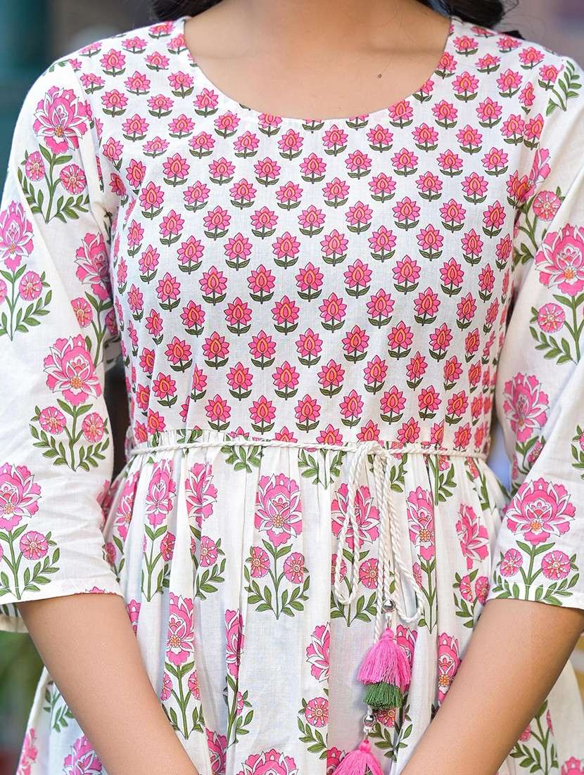 women floral printed round neck tiered ethnic dress - 22014651 -  Standard Image - 5