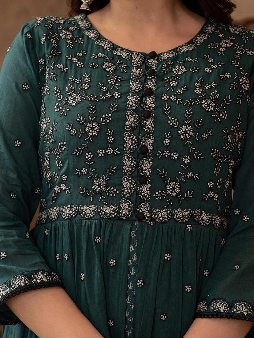 women embroidered three quarter sleeve ethnic dress - 22014663 - Standard Image - 5