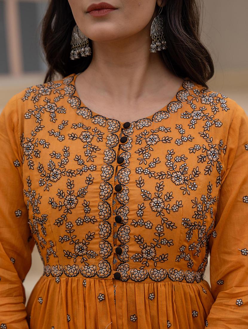 women embroidered three quarter sleeve ethnic dress - 22014665 - Standard Image - 5