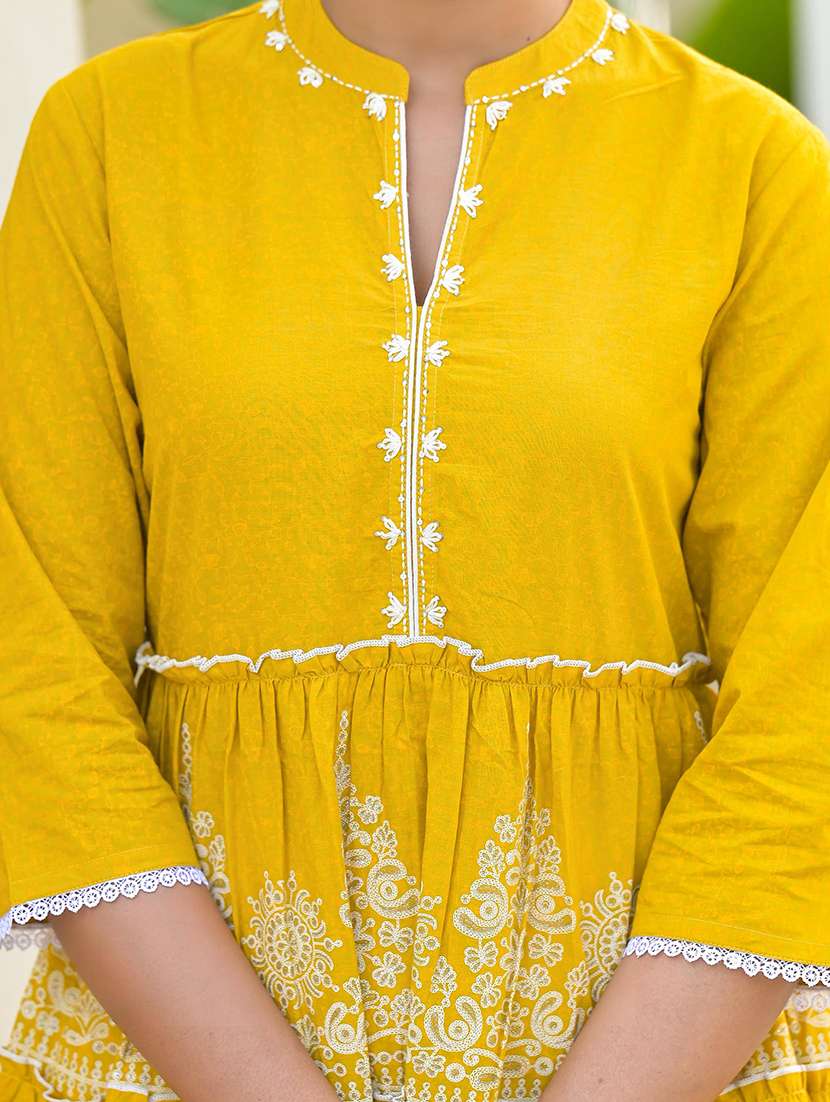 women embroidered three quarter sleeve tiered tunic  - 22014668 -  Standard Image - 5