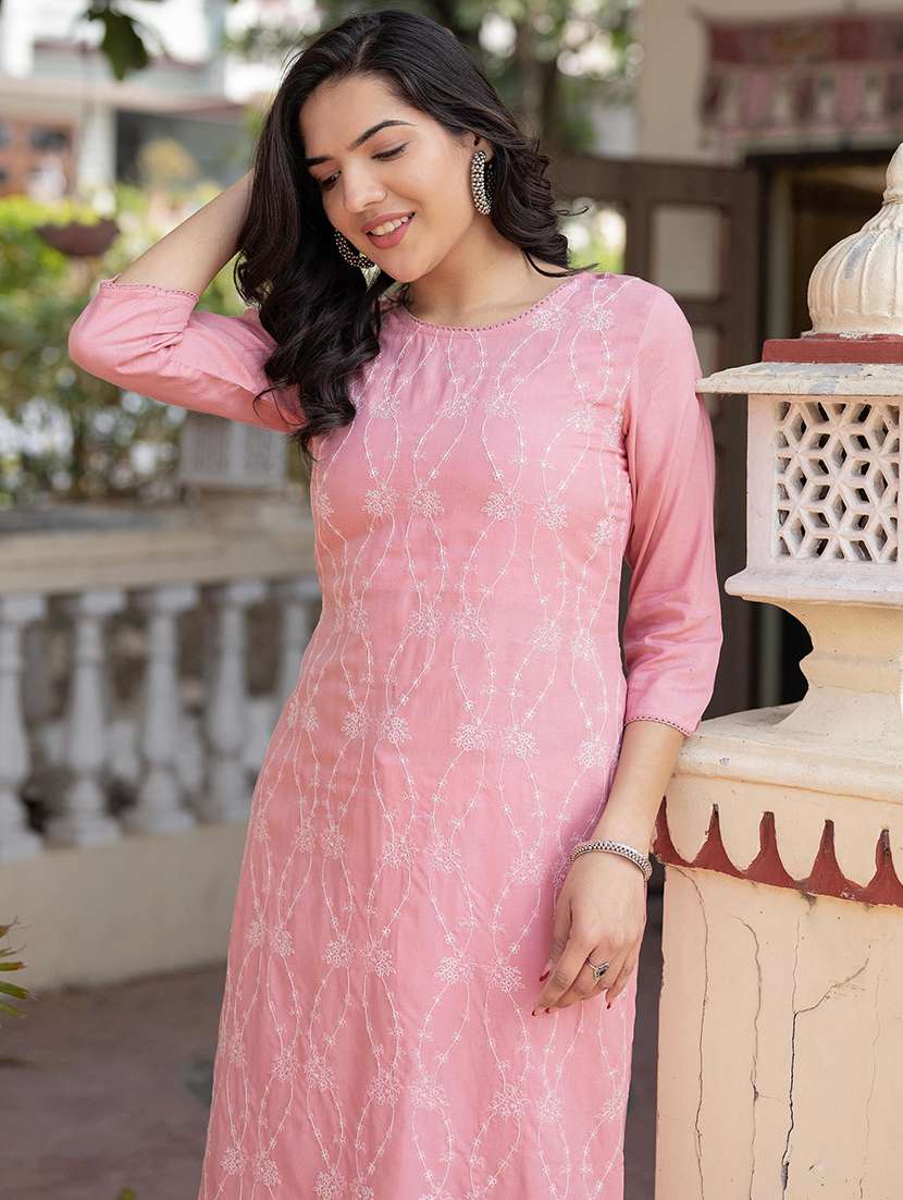 women three quarter sleeve straight kurta - 22014701 -  Standard Image - 5